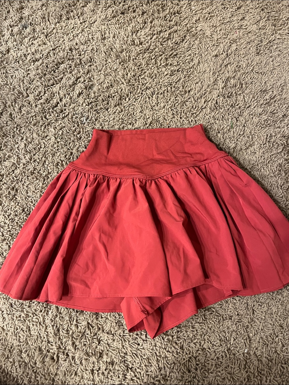 aerie Cherry Red Skort with Flared Overlay